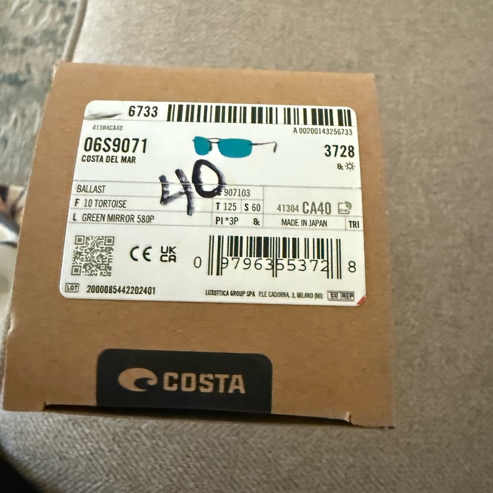 Costa Del Mar Ballast 06S9071 Green Mirror Polarized Sunglasses new in box